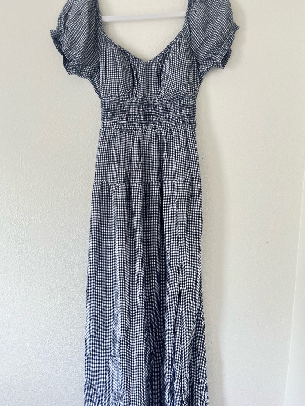 Hollister Navy & White Gingham Maxi Dress